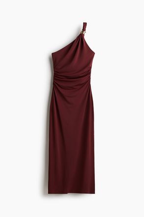 H&M Bodycon-Kleid im One-Shoulder-Schnitt - Weinrot