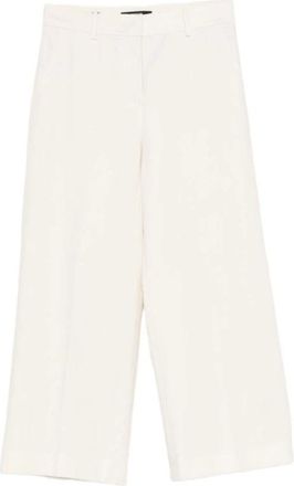 Max Mara Broeken, Dames, Beige, L, Katoen, Zircone Wide Broeken