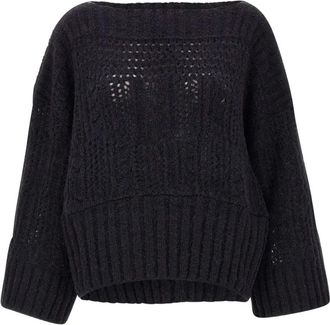 Maurizio Sweater met boothals en textuur - Zwart