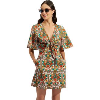 La DoubleJ Peek-A-Boo Mini Dress Corte White Rust at Nordstrom, Size Xx-Small