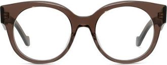 Loewe Anagram 51mm Round Optical Glasses in Dark Brown/Other at Nordstrom