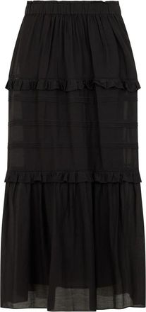Isabel Marant Ruffled Long Skirt - Dames - Midirokken - Zwart - XS - Katoen - Rokken