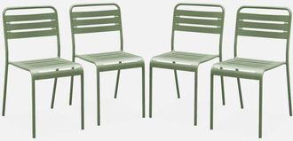 Sweeek Set di 4 sedie da giardino in acciaio