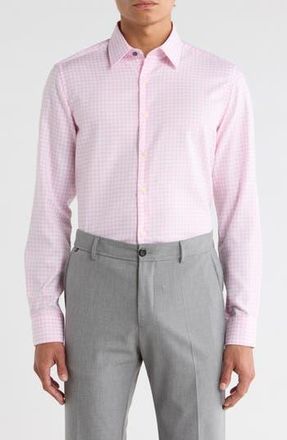 Duchamp Slim Fit Gingham Dress Shirt in Pink at Nordstrom Rack, Size 16.5R