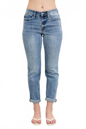 Judy Blue Midrise Boyfriend Jeans In Bleach Wash