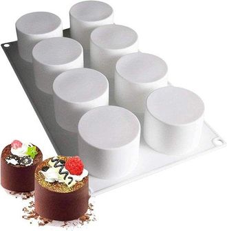 OEM Molde Cil&iacute;ndrico Para Hornear - Molde Para Pastel De Mousse - Para Preparar Postres - 8 Cavidades - 11,7 X 6,8 Cm