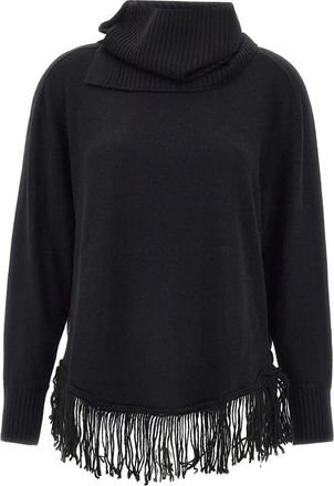 Elena Miro fringe roll-neck sweater - Black