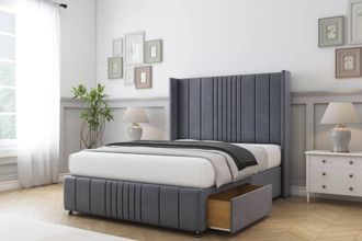 Comfort Beds Grace Plush Divan Base 2 Drawers - 54 Wingback-Footboard in Dark Grey | Size: Double