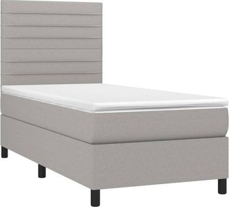 vidaXL Cama Box Spring Con Colch&oacute;n Tela Gris Claro 90x190 Cm Vidaxl