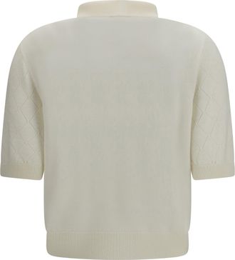 Balmain Womens Wool Polo With Vintage Buttons Blanc Merino Ovis Aries Shirts T-shirts And Polos