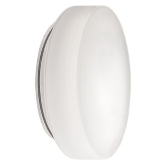 Zafferano Zafferano Lampada Da Parete E Soffitto, Vetro Triplex Opale Satinato E Policarbonato, &Oslash; 400x110 Mm, 2x E27 Da 42 Watt, Ip44, Bianco