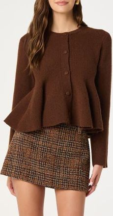ASTR the Label Swing Hem Peplum Cardigan in Brown at Nordstrom Rack, Size X-Small