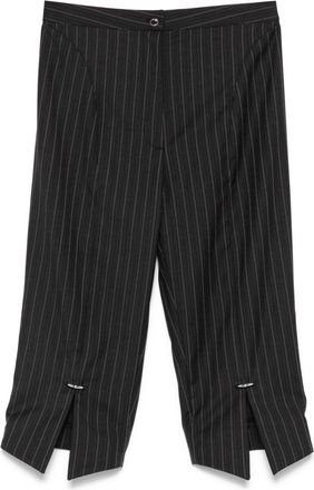 MUGLER Cropped broek met krijtstreep - Zwart