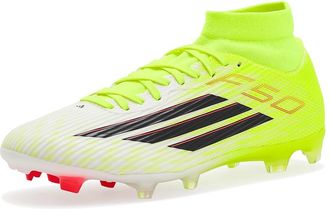 adidas F50 League Mid Fg/Mg Soccer Cleats Shoes Team Solar Yellow/Black/Lucid Red : Mens 13.5 - Womens 14.5 Medium, Rubber