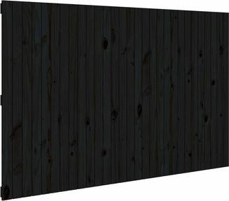 vidaXL Cabecero De Cama Pared Madera Maciza Pino Negro 185x3x110 Cm Vidaxl