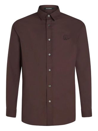 Karl Lagerfeld monogram-detail shirt - men - Cotton/Polyamide/Fabric - S - Brown