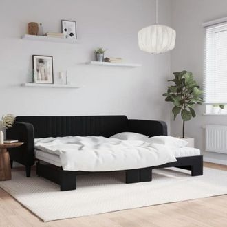 vidaXL Sof&aacute; Cama Nido Con Colch&oacute;n Terciopelo Negro 100x200 Cm Vidaxl