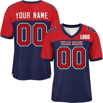 Generic Custom American Football Jersey for Men Women Youth Personalised Athletic Mesh Sport T-Shirt with Name Number 9 Oversized Short Sleeves Breathable and