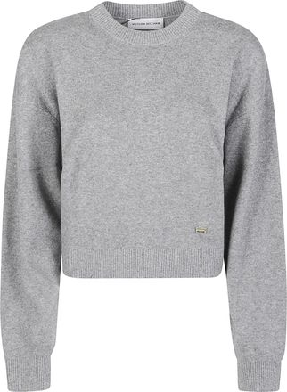Victoria Beckham Wool-Blend Ribbed Cropped Crewneck Sweater