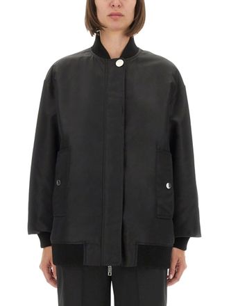 Sportmax Black Solid Mock Collar Jacket