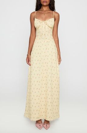 Princess Polly Floral Print Maxi Dress in Yellow Floral at Nordstrom, Size 10