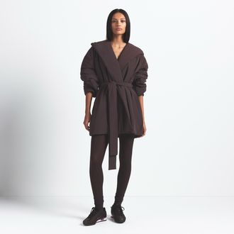 Nike Womens SKIMS Woven Nylon Wrap Coat in Brown | LSLSL10423W-PHO