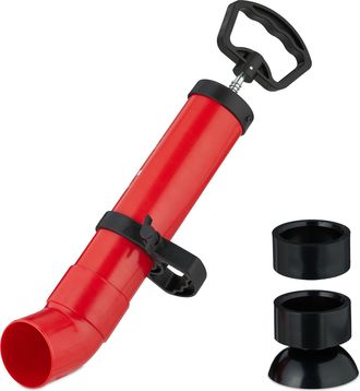 Relaxdays Desatascador De Tuber&iacute;as A Presi&oacute;n, 2 Accesorios, Para Ducha, Fregadero, Destapador Sin Qu&iacute;micos, Negro/rojo - Relaxdays