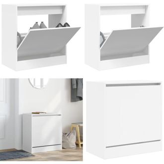 vidaXL Scarpiera Bianca 60x34x63,5 cm in Legno Multistrato - Scarpiera per ingresso - Scarpiera da interno