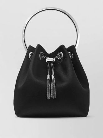 Jimmy Choo London bon bucket bag tassel eyelet chain handle