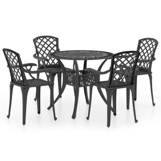 vidaXL Set Da Bistrot 5 Pz In Alluminio Pressofuso Nero - Vidaxl
