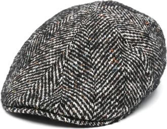 Tagliatore Cappello baker boy con motivo a spina di pesce - Nero