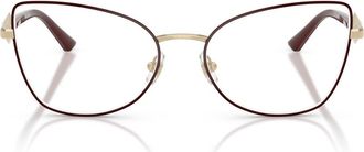 Jimmy Choo London 53mm Cat Eye Optical Glasses in Pale Gold/Red /Demo Lens at Nordstrom