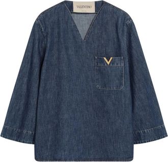 Valentino Garavani Denim Shirt - Dames - Spijkeroverhemden - Blauw - S - Denim - Overhemden