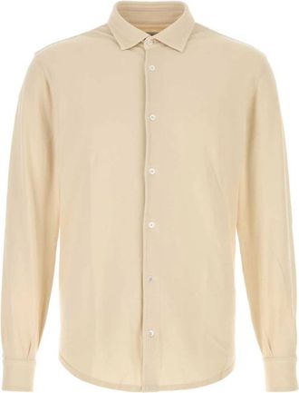 Fedeli Zandkleurig katoenen overhemd - Heren - Casual Overhemden - Beige - L - Katoen - Overhemden