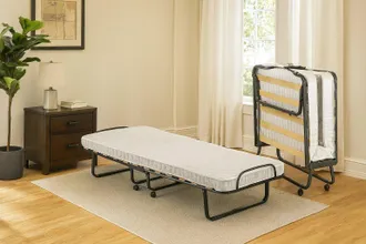 Talamo Italia Cama Plegable Deva, Cama Plegable Con Somier De 12 L&aacute;minas, Colch&oacute;n Incluido, Cama Que Ahorra Espacio, 100% Made In Italy, 80x190h37 Cm, Funda Protect