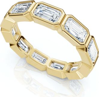 Pompeii3 3Ct Emerald Cut Diamond East West Eternity Ring 14k Gold or Platinum Lab Grown