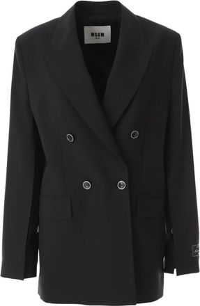 Msgm Double Breast Jacket - Dames - Blazers - Zwart - L - Wol - Jassen