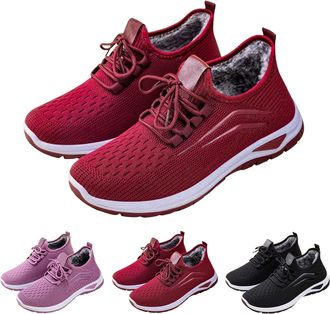 Generic Slip on Trainers for Womens Size 5.5 Walking Sneakers Ladies Winter Fleece Lined Thickened Sports Shoes, Ladies Warm Comfortable Non Slip Sneakers for