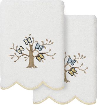 Linum Home Textiles 100% Turkish Cotton Teresa Scallop 2Pc Embellished Hand Towel Set