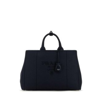 Prada Navy Blue Canvas Shopping Bag