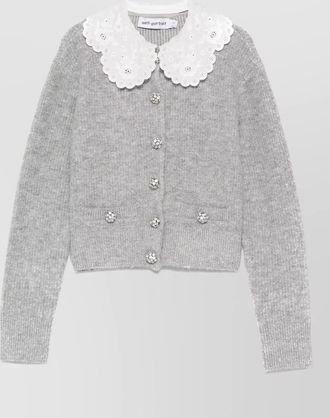 Self Portrait lace collar knit cardigan