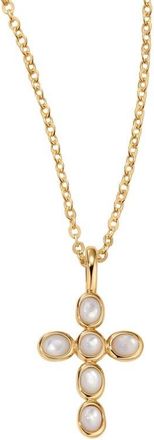 Made by Mary Mother of Pearl Cross Charm Necklace in Gold Vermeil at Nordstrom