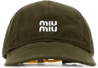Miu Miu Olive Green Cotton Baseball Cap