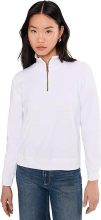 Mod-o-doc Long Sleeve Half-zip Funnel Neck Sweatshirt Womens Sweatshirt White : LG (US 12-14), Cotton