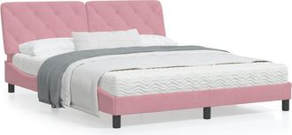 vidaXL Vidaxl - Cama Con Colch&oacute;n Terciopelo Rosa 160x200 Cm