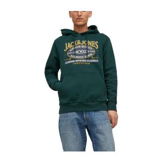 Jack & Jones Hoodie met Logoprint - Heren - Hoodies - Groen - M - Katoen - Hoodies & sweatvesten