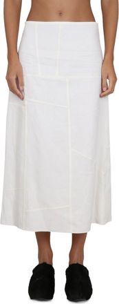 Jil Sander White Solid Midi Skirt