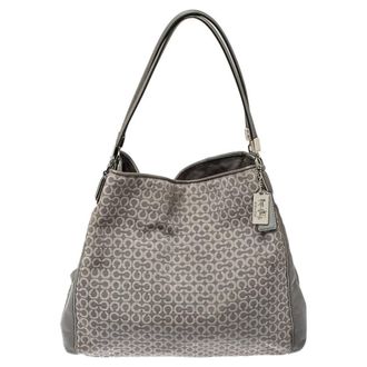 Coach Grey Signature Canvas And Leather Edie 31 Shoulder Bag
