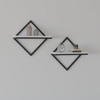 Dmora Estante Mordano, 2 Niveles, Set 2 Estantes, Estructura Negra, 42x15x42h Cm Blanco