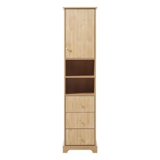 Urban Meuble Columna de Ba&ntilde;o 172cm, 3 Cajones y Armario, Efecto Roble